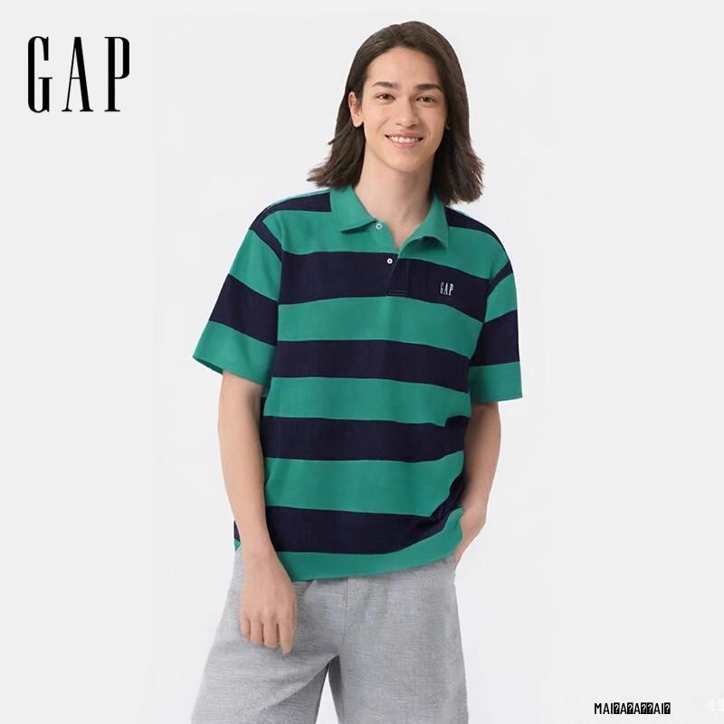 Gap Унисекс Хлопковая Поло в Полоску Тяжелого Веса