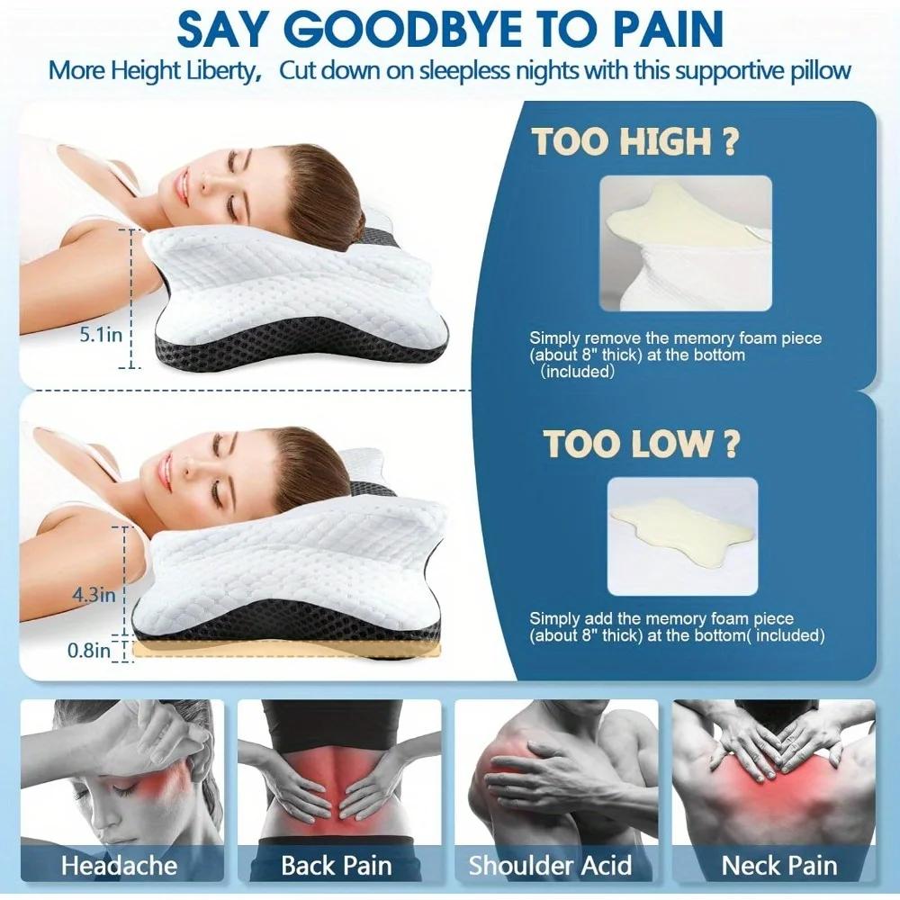 Ergonomic pillow, neck support, cervical pillow Orthopedic memory foam pillow, comfortable sleep, contour bed pillow
