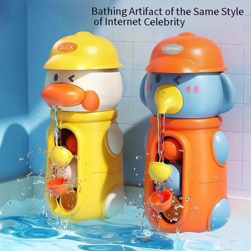 Забавная ручная мультяшная игрушка для ванной в виде утки, слона, вращающегося водяного колеса, для малышей и детей
