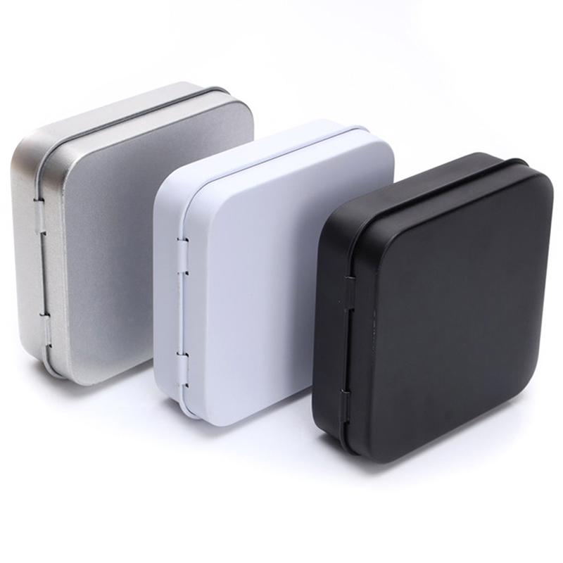 Мини-контейнер для металлических банок, квадратный откидной контейнер для хранения, жестяная коробка с петлями, небольшой футляр для набора, органайзер для ювелирных изделий, монет, конфет, портативный