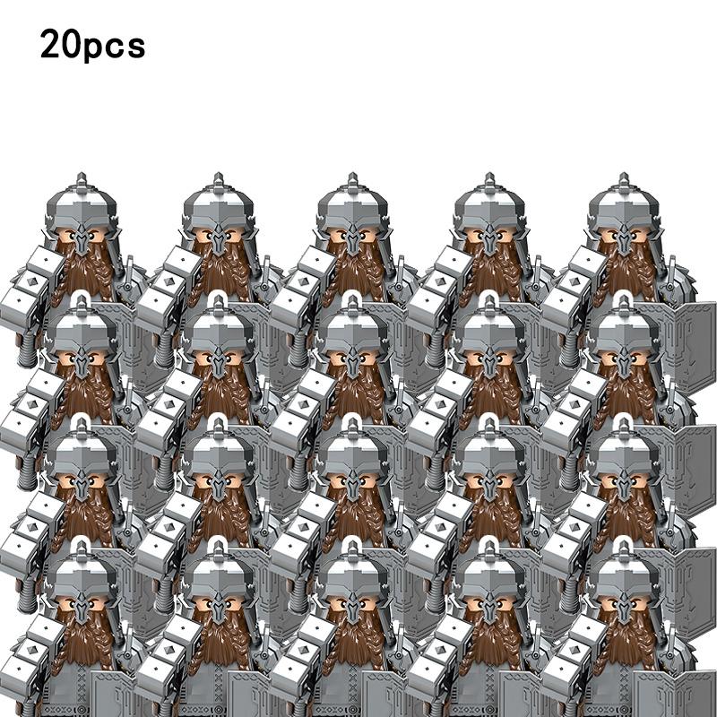 20 шт., группа средневековых рыцарей, строительные блоки, военные фигурки, аксессуары, детали модели воина, игрушки «сделай сам» для детей