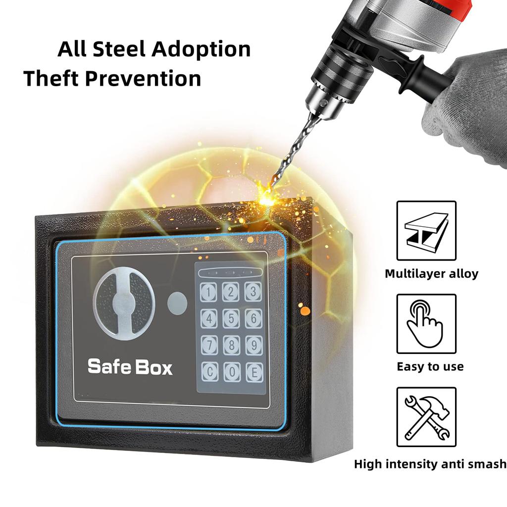 Сейф для дома, небольшой электронный для коммерческого использования, совместимый с цифровой клавиатурой формата А4, электронные цифровые разблокировки с аварийным ключом, использование, сейф, файлы,
