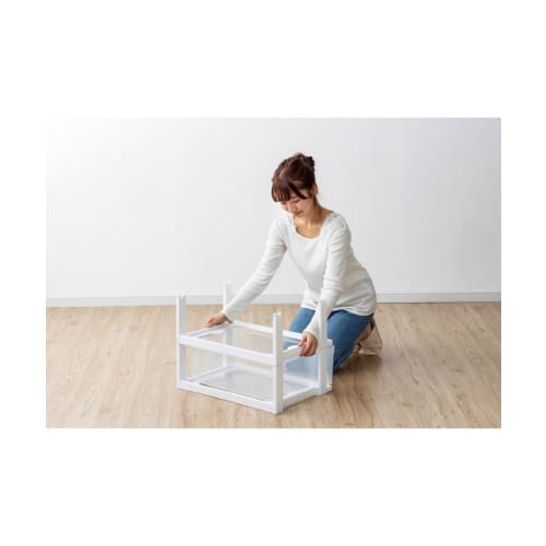 IRIS OHYAMA NSW-543 (Новая модель) Широкий комод с 3 ящиками, Сделано в Японии, Легкая сборка, 21,6" Ш x 14,2" Г x 22,2" В, Белый/Прозрачный, Пластиковая столешница