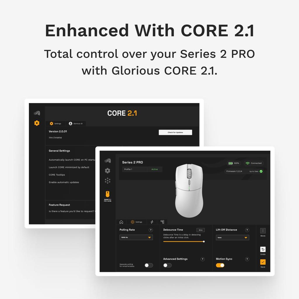 Glorious Series 2 PRO Wireless Wired and Wireless MS0736 4K/8KHz Mouse, Compatible, White, GLO-MS-S2PRO-WL-WHT