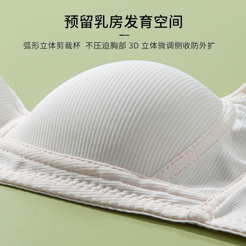 Girls' underwear college students gather small breasts without steel rings, female development period cotton spring and summer seamless thin bras