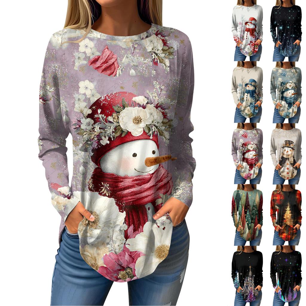 Tee Shirts For Women Fall Casual Long Sleeve Shirts Sweatshirt Vintage Graphic Printing Top Pullover Valentine's Day