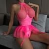 Сексуальное боди, комплект нижнего белья, сетчатый Холтер, женский комплект нижнего белья с открытой промежностью, юбка-пончо, эротическое белье, порно костюмы