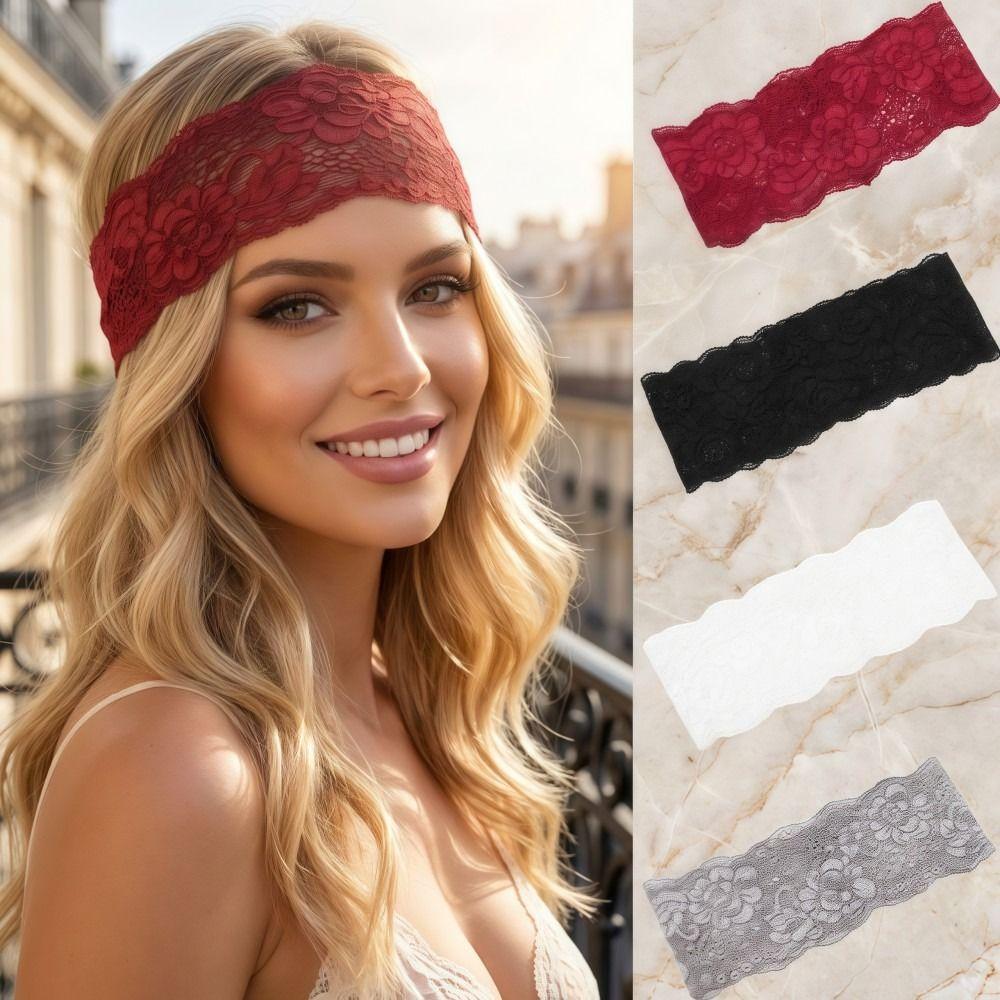 Hollow-Out Mesh Lace Hairband Elegant Headwrap Cap Fashion Headband Lady Girls Headwear