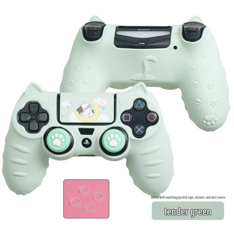 Мультяшный Милый Силиконовый Чехол для Геймпада PS4 с Колпачками на Стиках, Наклейками и Противопылевым Кольцом