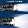 White  Telescopic Zoom Strong Light Flashlight For Home And Outdoor Long-range Red And Blue Side Lights LED Flashlight