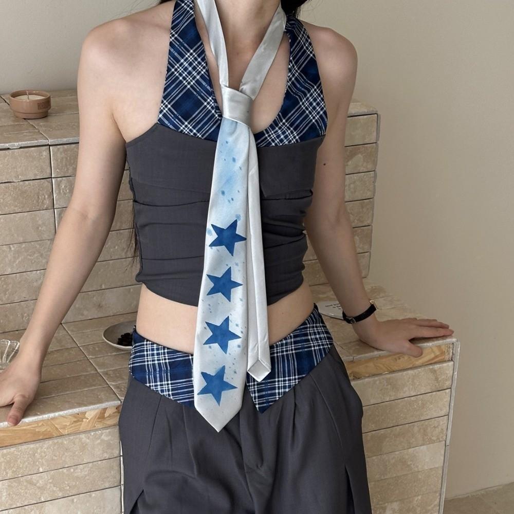 Y2K Star Tie Sweet Unisex Necktie Creative Glossy Tie Suit Accessories