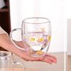 Creative Double Wall Glass Cups Insulated Beverage Milk Glasses Clear Flower Coffee Mug Tea