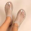 2024 летние новые сандалии с круглым носком, полые интернет-знаменитости, короткие сапоги с бриллиантами, летние сексуальные туфли большого размера на плоской подошве
