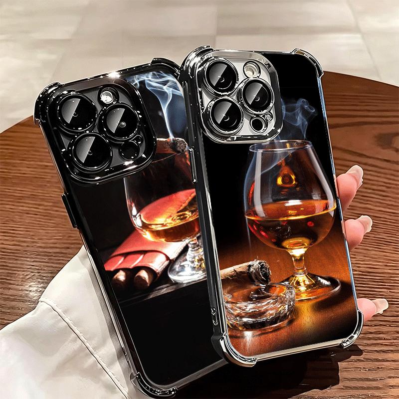 Чехол для телефона с покрытием 'Сигара Виски Ледяной Напиток' для Iphone 16 17 Pro Max Air 16E 14 15 Plus 12 13 Mini Противоударная крышка с Airbag