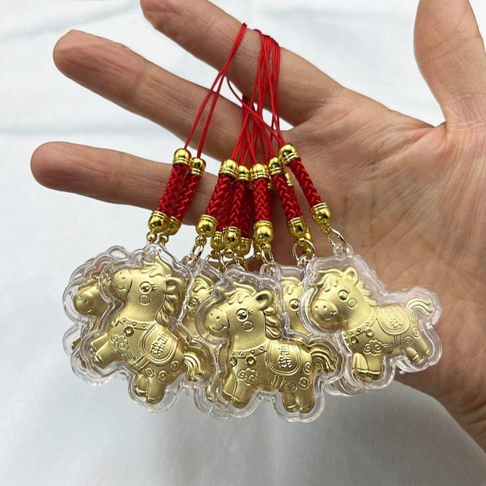 Get Rich Gold Horse Keychains Cartoon Design Zodiac Horse Keychains Mobile Chain Gift to Friends