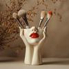 Female Contour Design Pen Holder Handcrafted Artistic Female Form Head Vase Minimalist Makeup Brush Holder for Home Living Room Bookshelf Decor