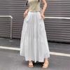 Women's High Waist White A-Line Skirt - All-Match Slimming Swing Skirt for Spring & Summer