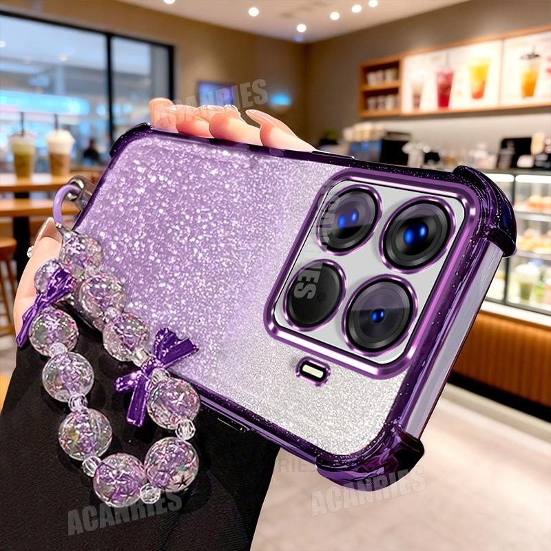 Xiaomi15t Star Lanyard Chain Plating Glitter Shockproof Silicone Case For Xiaomi Mi 15t Pro 15tpro Mi15t Soft Back Cover
