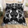 Комплект постельного белья Mandala с изображением солнца и луны, комплект постельного белья из полиэстера с черно-белым ботаническим и цветочным узором в экзотическом стиле