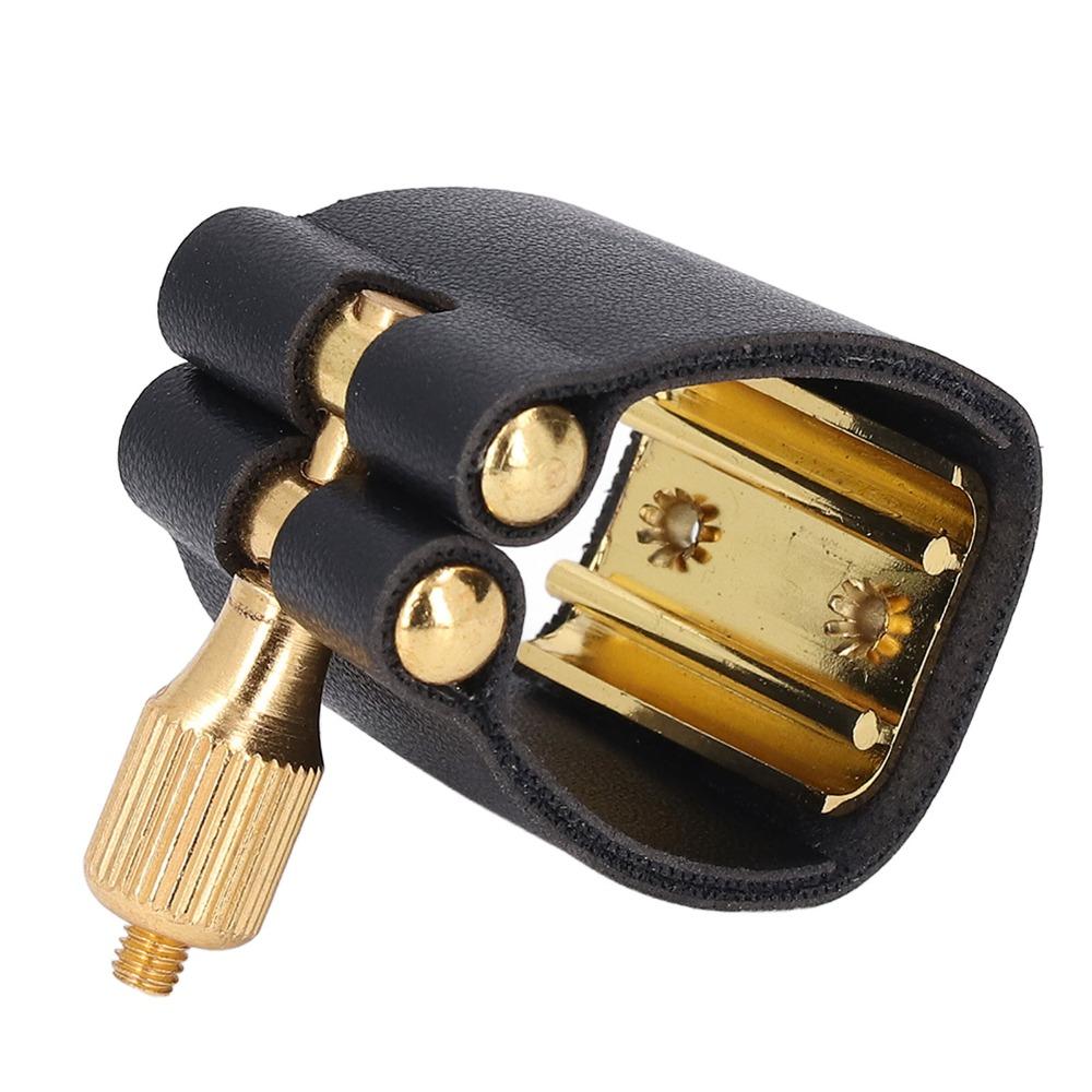 Leather And Metal Sax Mouthpiece Ligature Black Color Saxophone Ligature Strap For Alto Saxophone