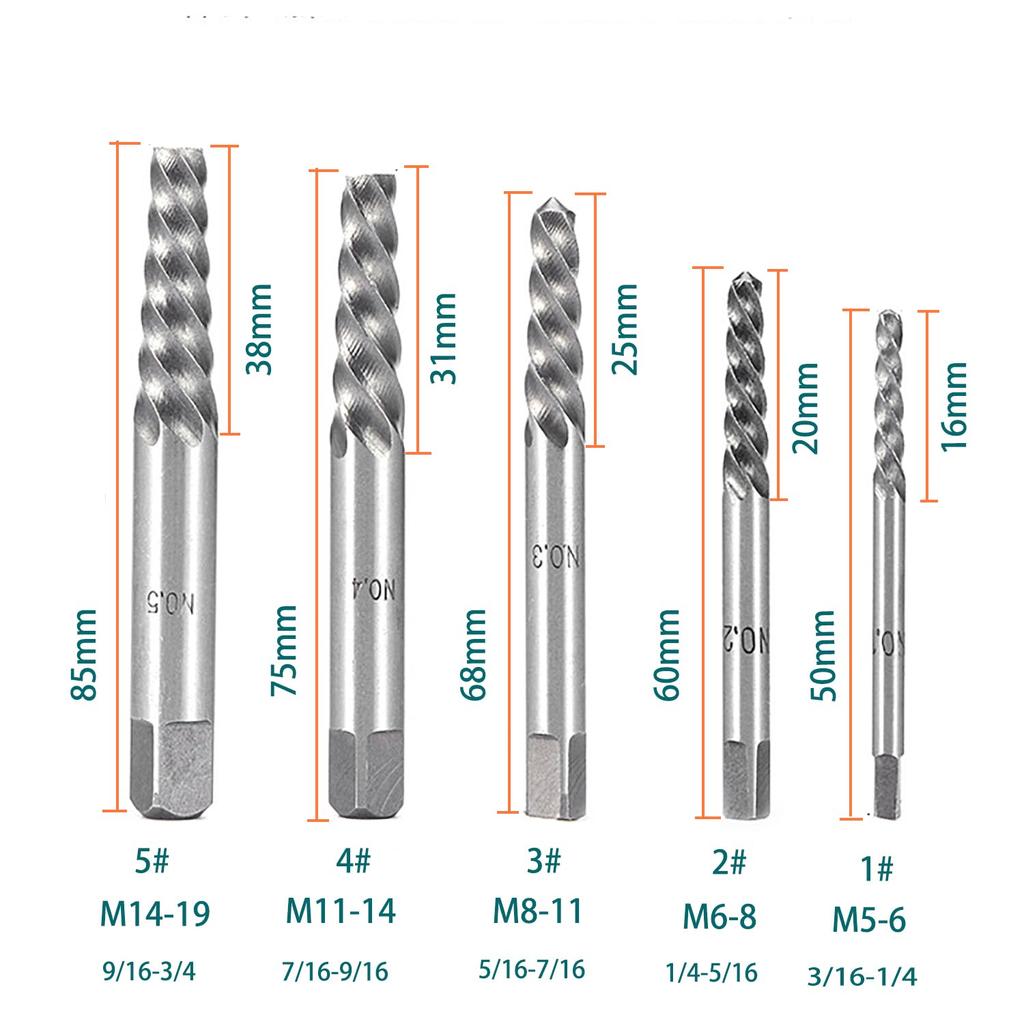 GOOMAND Reverse Tap Left Rotation Drill Bit Extractor 10pcs Thread Repair Kit Stud Bolt Remover Extractor Nut Breaker Special Tool Broken Bolt Removal