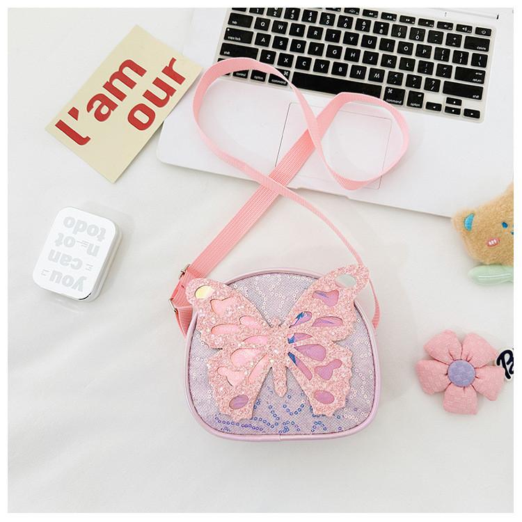 Bow Sparkling Decoration Solid Color Children Shoulder Bag For Use Daily