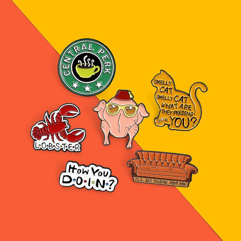 Друзья Эмалевые значки Я буду рядом с тобой Диван Кофе Как дела? Брошь-булавка Значок сериала «Ситком»