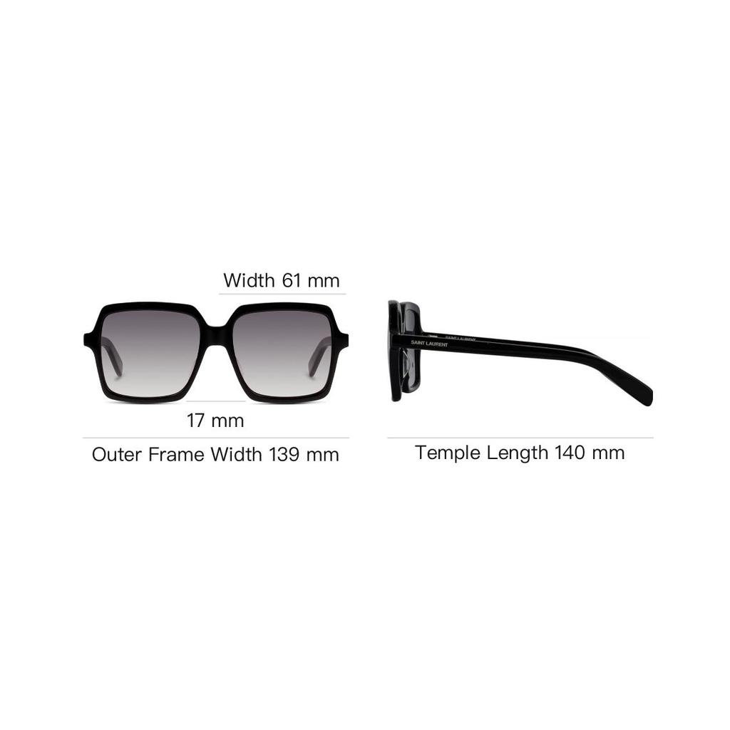 Saint Laurent Square Acetate Sunglasses With Logo Unisex sunglasses Black SL174001