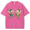 Women Tops Clothes Oversized Short Sleeves Two Dancing Frogs Print Overseas Export High Quality Shirt For Men Discount