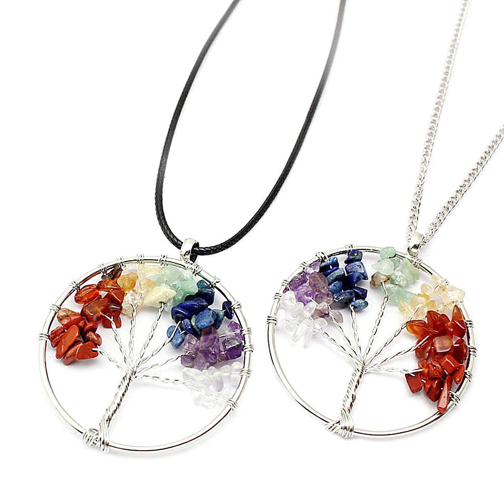 Creative Natural Gravel Necklace Handmade Crystal Pendant Sweater Chain