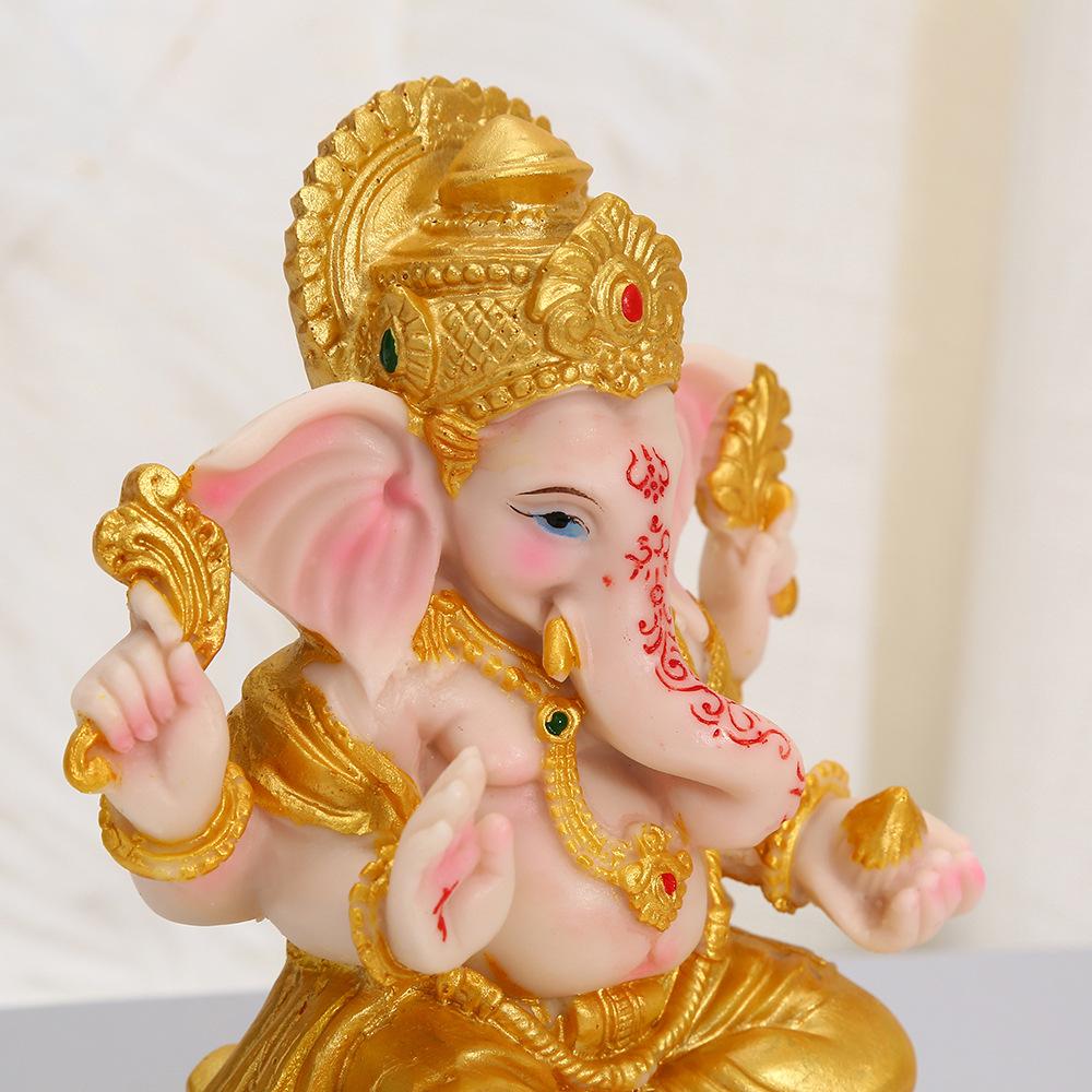 Resin Ganesha Statue Hindu Elephant God of Wisdom & Success Handcrafted Home Altar Decor for Diwali Puja Office Gift Idea