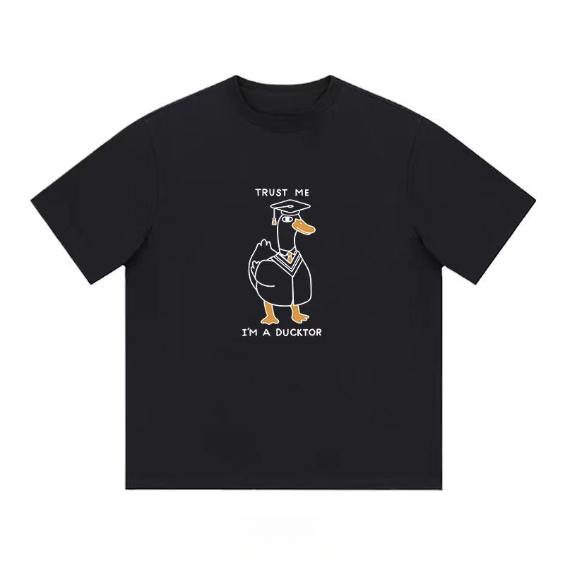 Футболка с коротким рукавом Fun Design Doctor Duck 2024, летняя, мужская и женская, повседневная футболка для пары в Instagram Trend