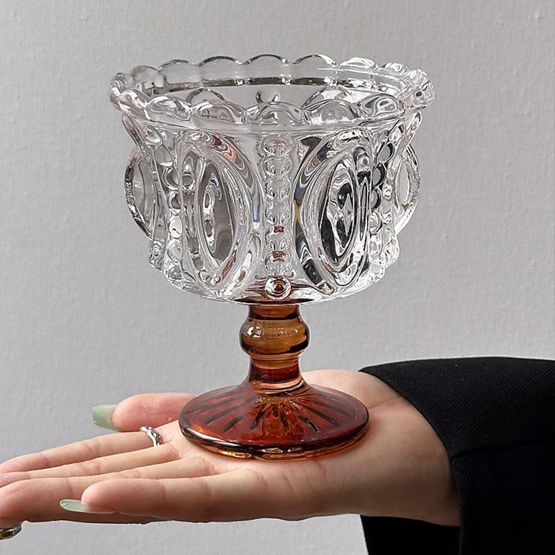 1 шт., модный десертный стакан для мороженого, йогурта, пудинга, мусса, десертная миска, сервировочное блюдо, стеклянная чашка для парфе на высокой ножке, элегантная 11,6x10 см