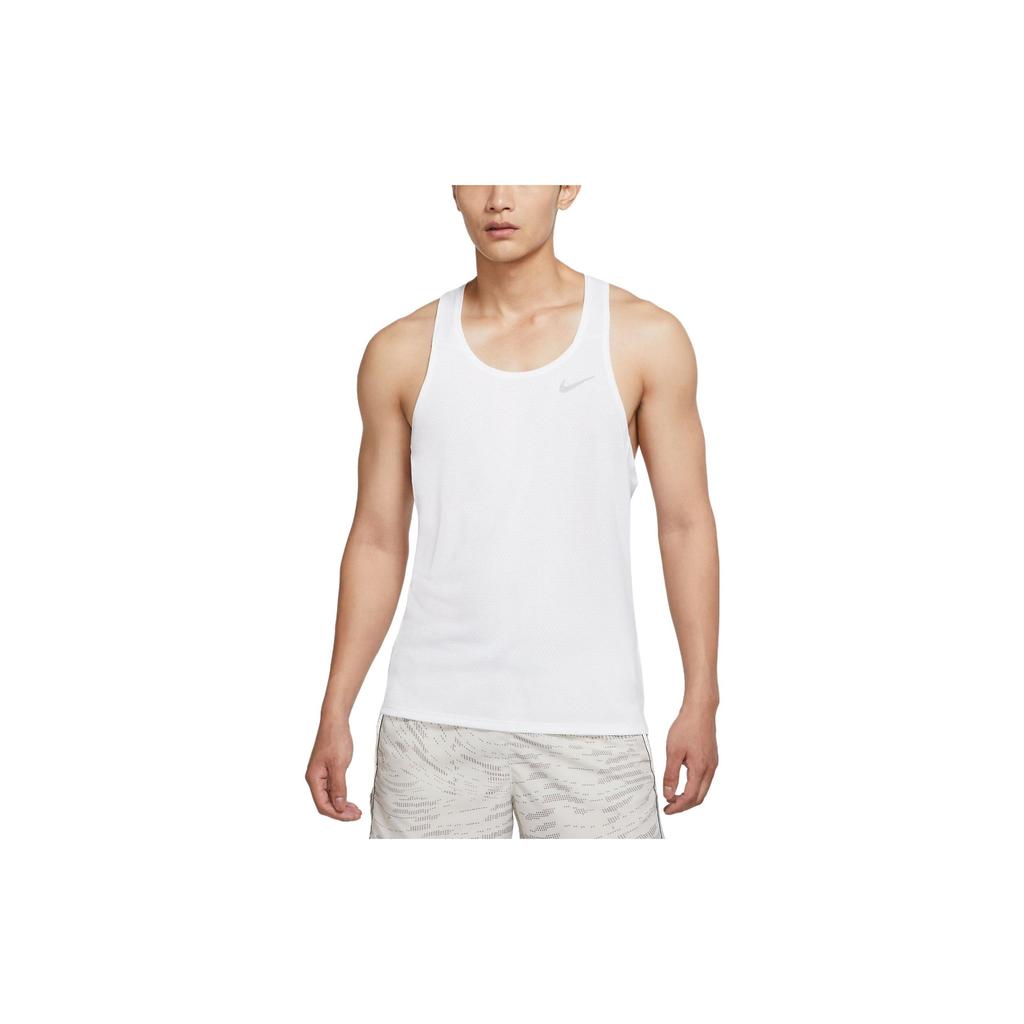 Nike Dri-Fit Round Neck Quick-Dry Running Reflective Slim Fit Sleeveless Vest Men Tops White DQ4733-100