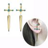 Novel Punk Multicolor Crystal Dagger- Earrings Metal Sword- Handle Studs Earrings for Women Girls Halloween Jewelry Gift
