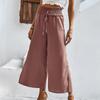 Летние женские атласные шифоновые широкие капри с высокой талией в стиле Харадзюку, мешковатые прямые брюки, женские брюки