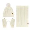 Winter Hat Scarf Gloves Set for Women Fleece Lined Pom Pom Skull Cap Long Scarf And Gloves Set Warm Knit 3 Pcs Set for Cold Weather