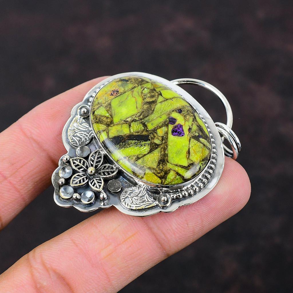Медный кулон-стихтит, очень красивые ювелирные изделия из драгоценных камней, ювелирные изделия из стерлингового серебра 925 пробы, подвеска с цветком ручной работы, камень, ювелирное изделие, подарок для невесты