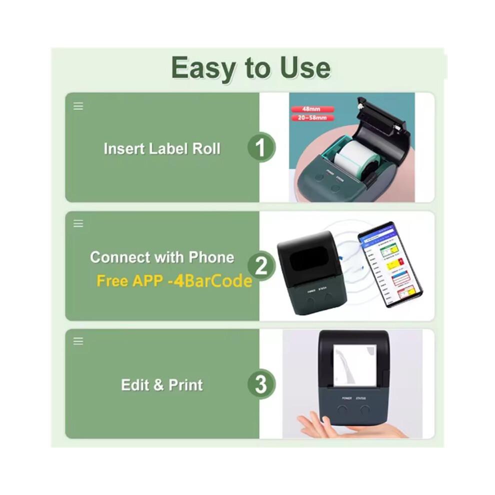 Portable Thermal Printer, Self-Adhesive Label Printer, Sticker Maker, Supports Mobile Phones and Computers.