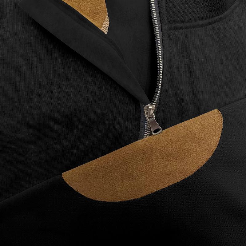 Осенняя толстовка мужская уличная повседневная вышивка цветные блоки воротник стойка длинный рукав толстовка