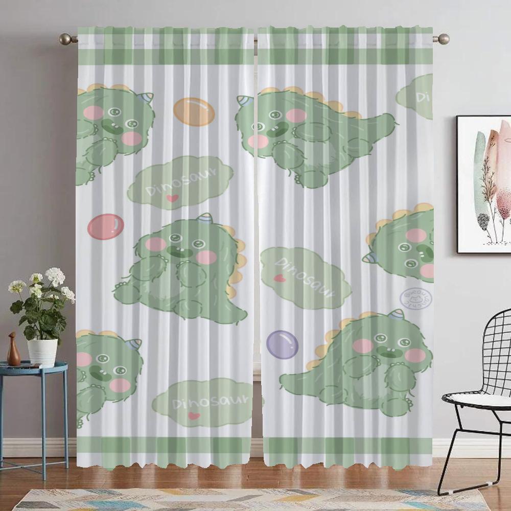 Dinosaur Elegant Room Curtains for Living Room Halloween Decoration Home Interior Curtains 2 Pieces Window Curtain Shades Camera