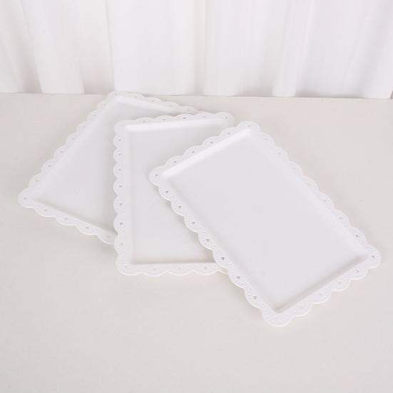 3шт сервировочные подносы большой прямоугольный поднос для десерта пластиковые прочные многоразовые тарелки плоский поднос для печенья и кексов на день рождения, чаепитие, свадьба