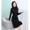 Women Autumn Winter Long Sleeves Knitted Dress Slim Sweater Vest Two Sets