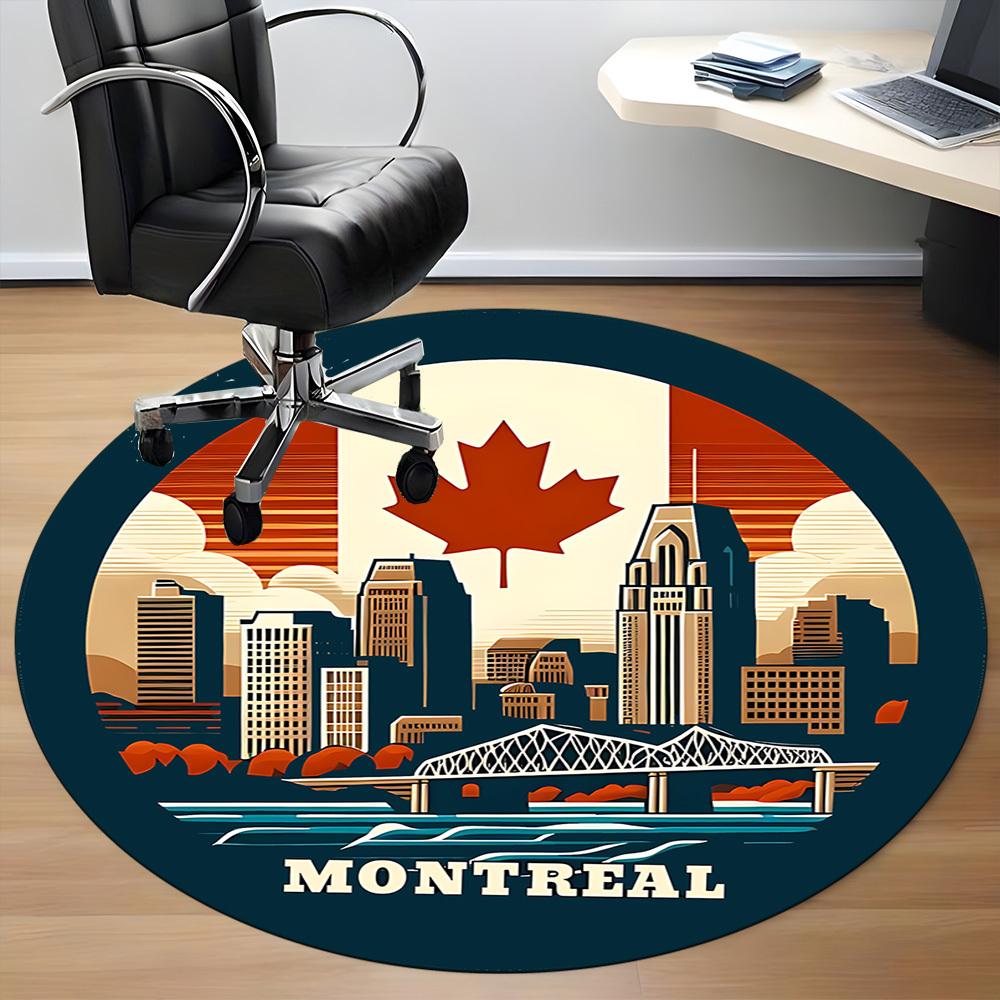 1 шт. Круглый ковер Montreal Maple Leaf для офиса, Коврик подходит для офиса, Под офисные стулья, Спальни, Гостиной, Домашнего декора, Декора комнаты