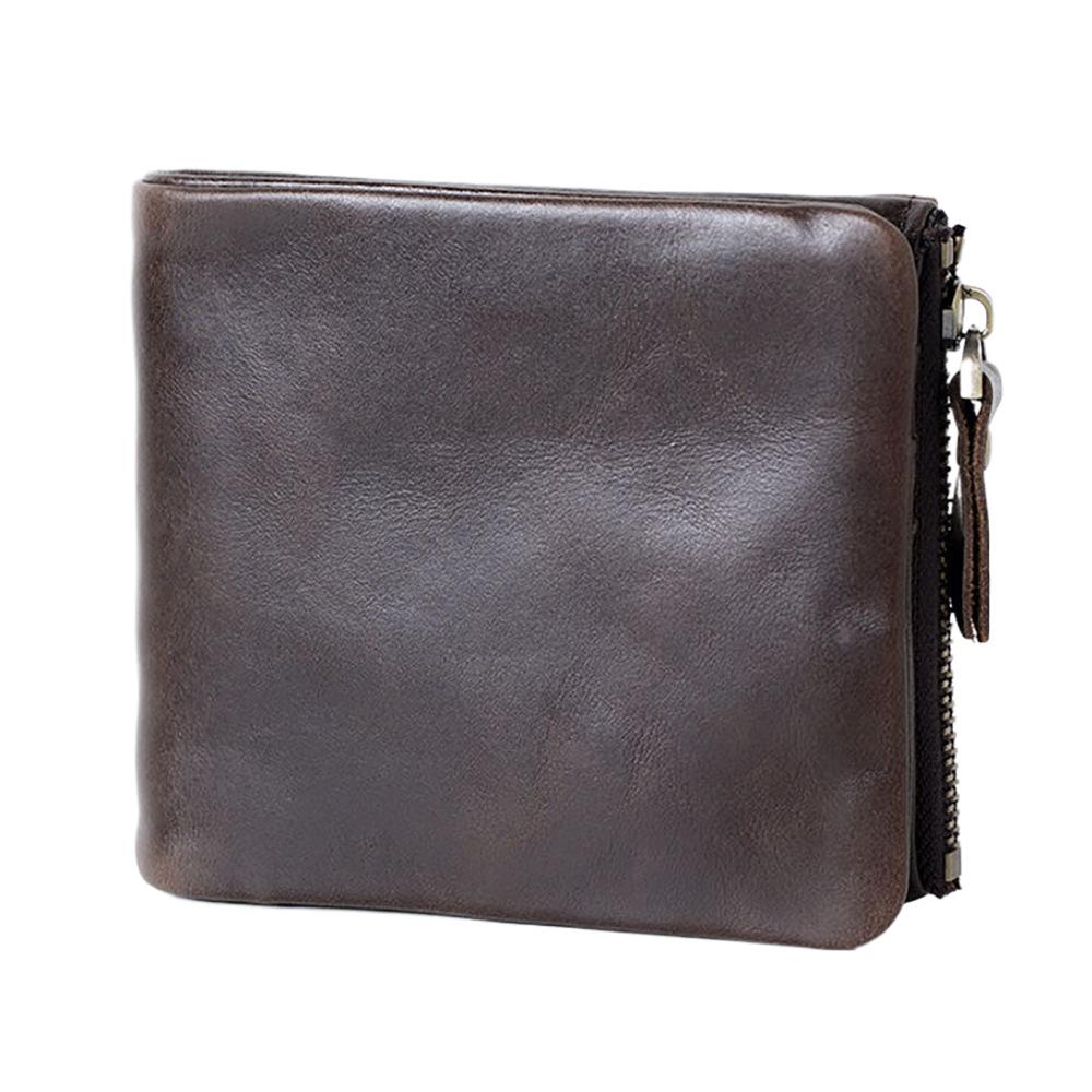 Leather Wallet Men's Leather Wallet Short Slim Portable Card Holder Fashion Casual Zipper Small Coin Purse Men's Leather Wallet Large Capacity