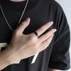 Эксклюзивное Кольцо из Титановой Стали Не Тускнеет Нишевый Дизайн Инкрустировано Черным Акрилом Мужское Ювелирное Кольцо