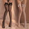 1 Pair Stocking Bowknot Tie Breathable Sweat-Absorb Women Sexy Fishnet Thigh High Stockings