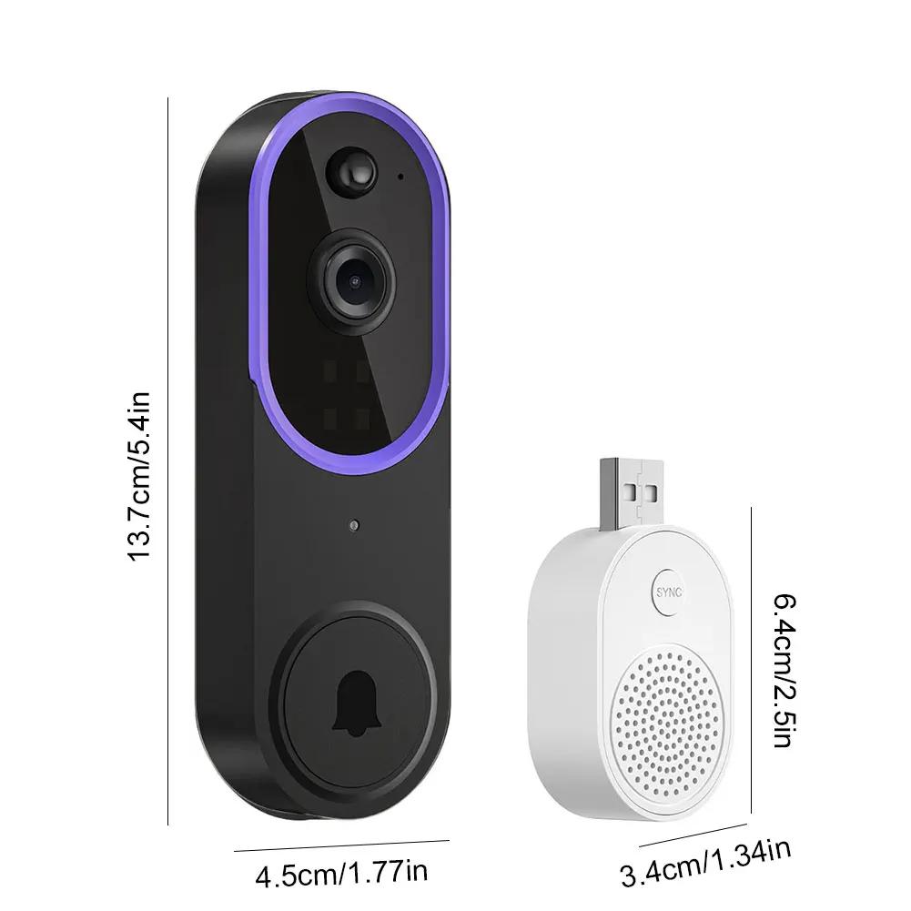 1080P Video Doorbell Camera 2-Way Audio Wireless Doorbell WIFI HD Camera Motion Detection for Home Security Outdoor Door Bell