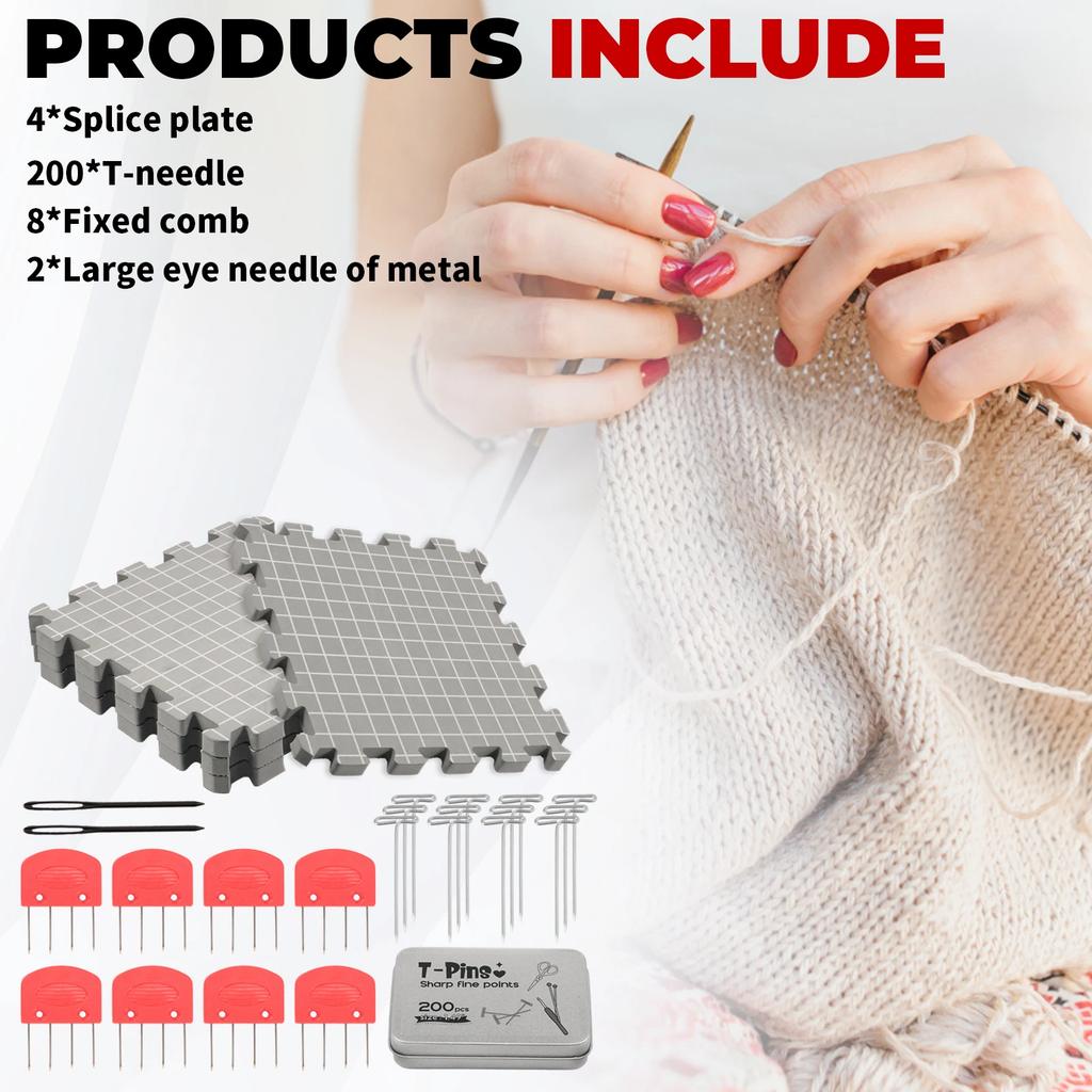 Пенопластовые блокирующие маты Набор для расширения вязания своими руками Толстые точные блокировочные доски с набором булавок для рукоделия Вязальные аксессуары