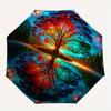 1pc The Enchanted Tree in a Dreamlike Forest Pattern Beautiful Looking Automatic Folding Umbrella, 3 Folding, 8 Iron Frame Design, Durable and Su